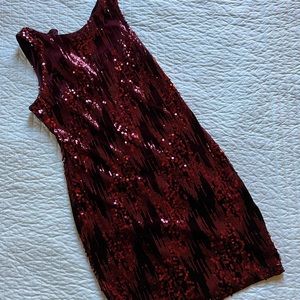 Red & Cranberry Glitter Mini Dress